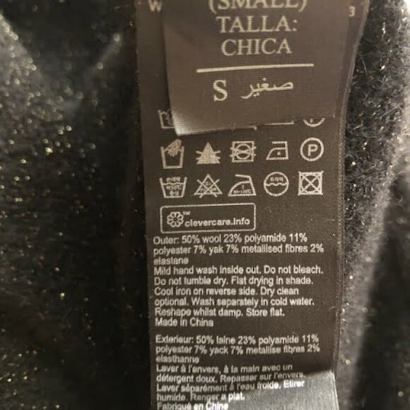 New ALL SAINTS Black Metallic Cropped Roll Neck Jumper Sweater SM MSRP $279 - Picture 5 of 5